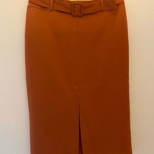 Express Orange High Waisted Belted Pencil Skirt 12